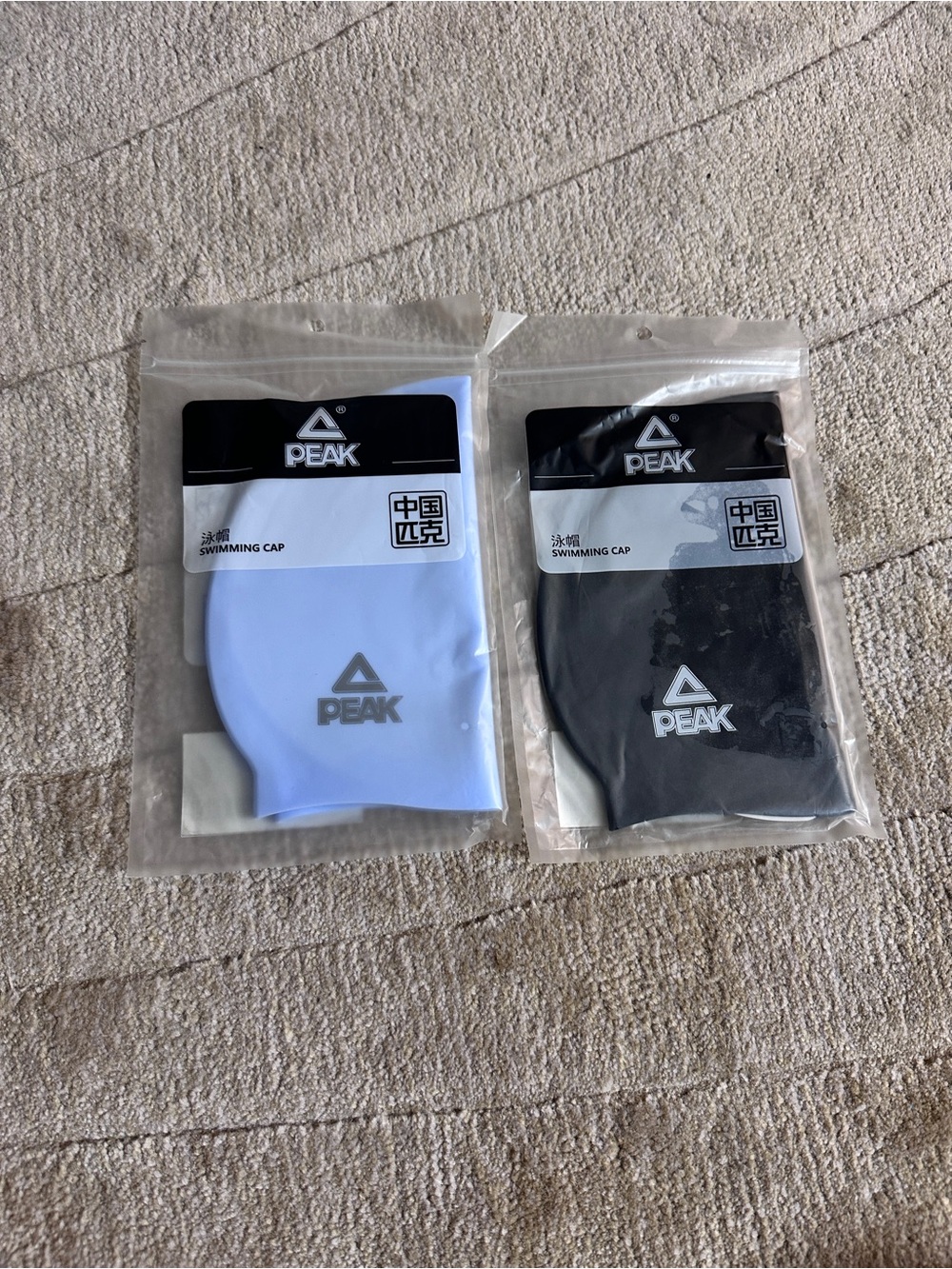 Men’s Swim Cap Pack of 2 — Black & Light Blue